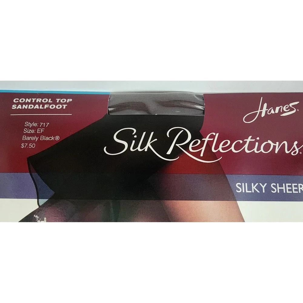 Hanes Silk Reflections Pantyhose Women EF Barely Black New Control Top 717